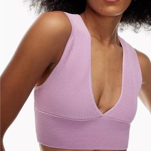 Aritzia Babaton Cropped knit V-neck tank top - Lavender - Medium